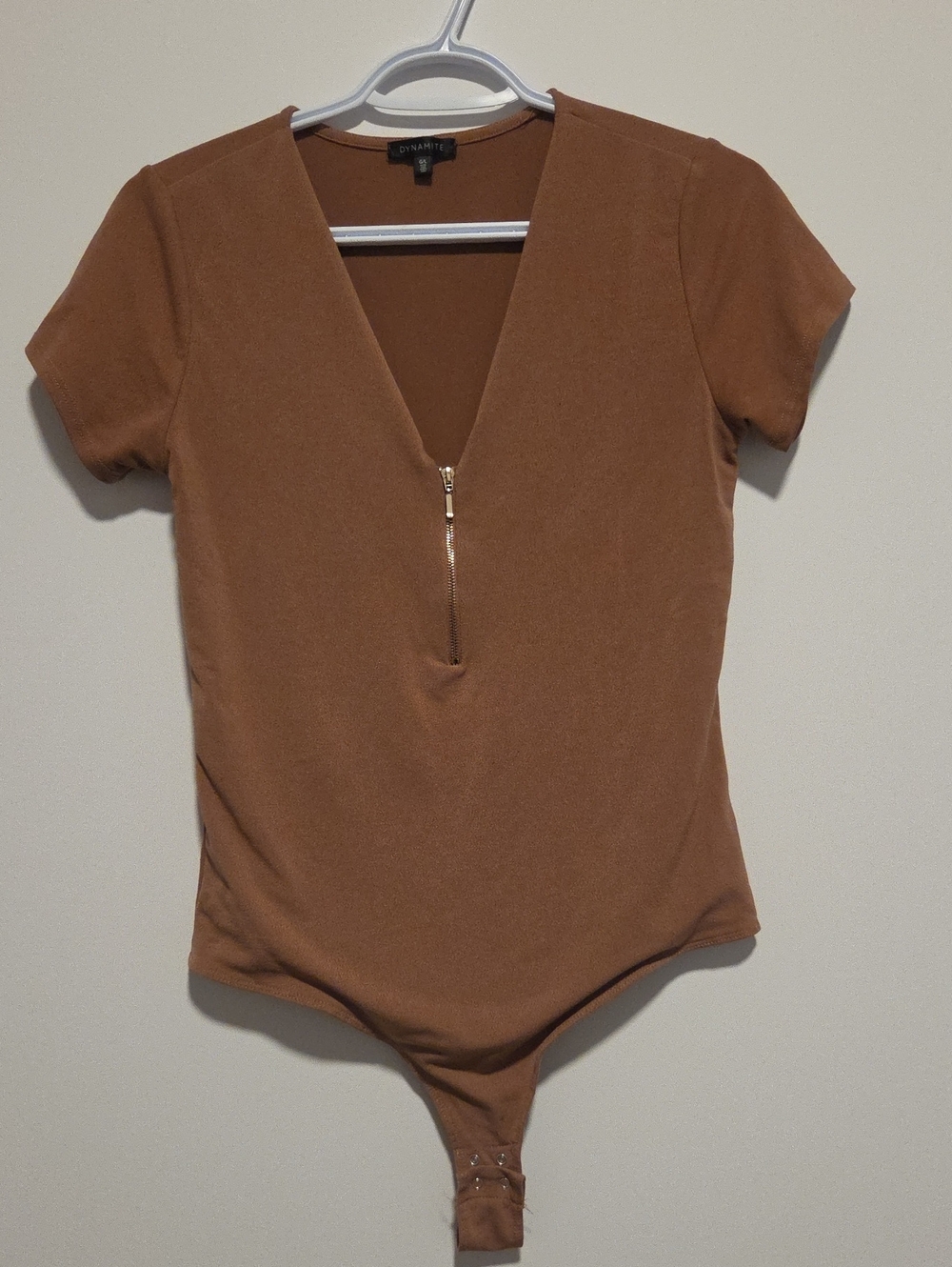 Dynamite Short Sleeve Zip-Front Bodysuit